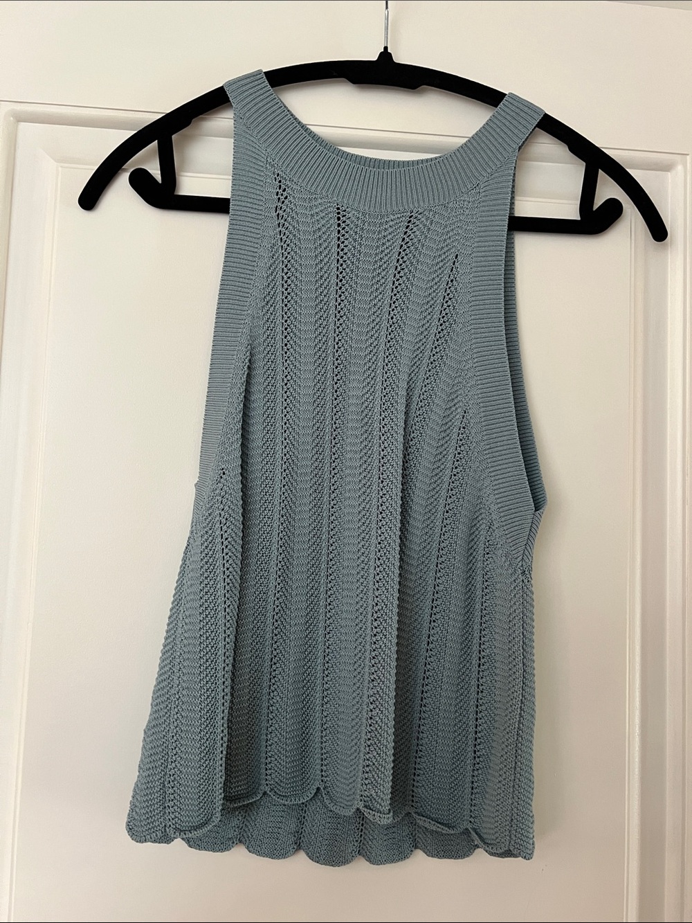 ASleeveless Knit Tank Top in Light Blue